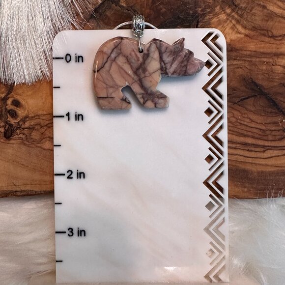 Kona Dolomite Bear Necklace – 18" Sterling-Coated Chain - Picture 5 of 5